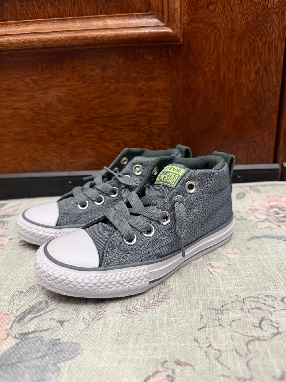 Converse Kids Gray High-Top Sneakers with White Toe Cap